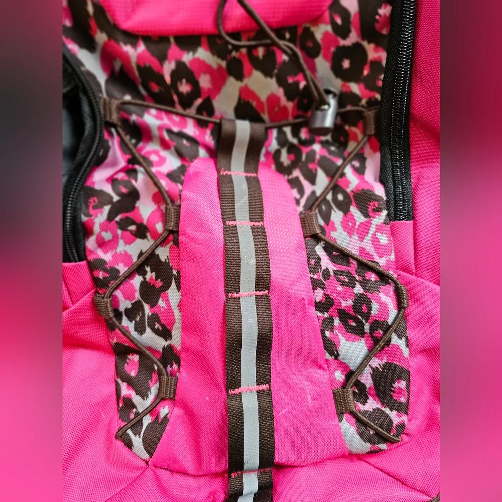 Pink Black Leopard Print Lightweight Backpack